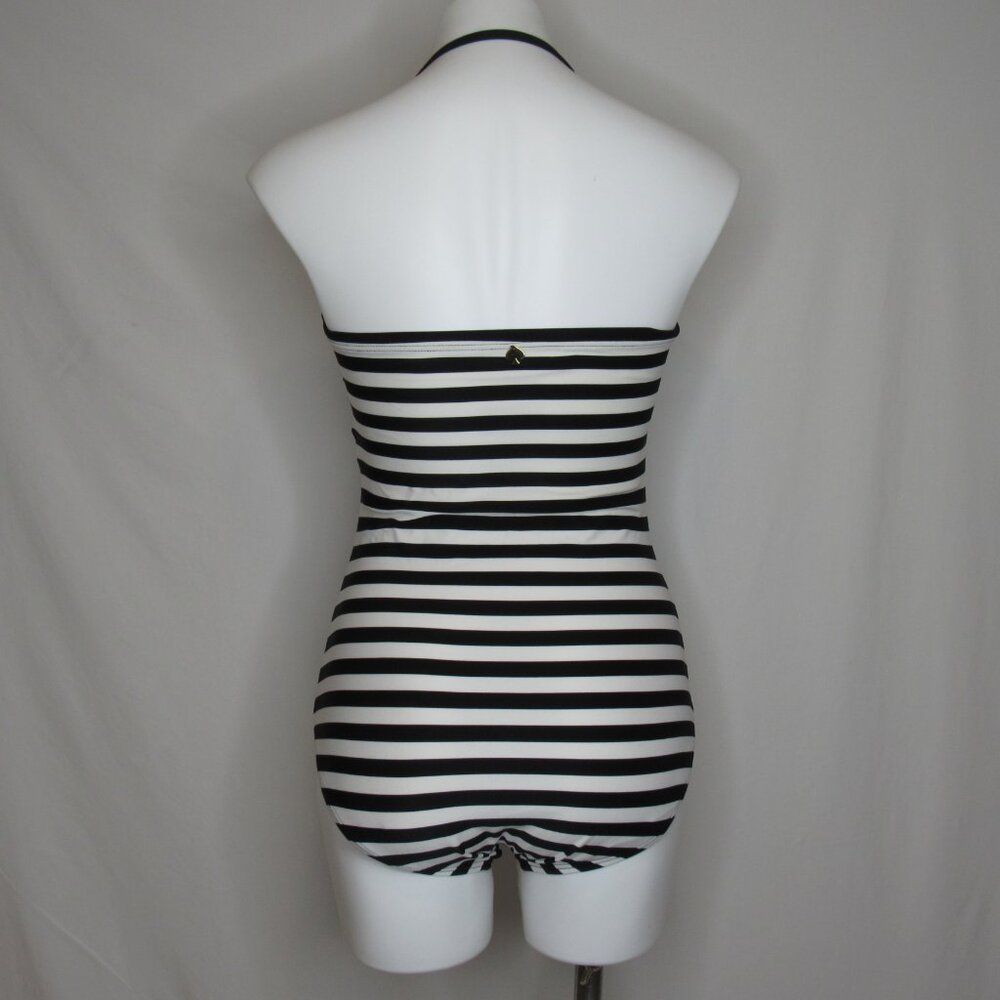 Kate Spade NY Black White Stripe One Piece Swimsuit Women's L Large - Picture 3 of 9